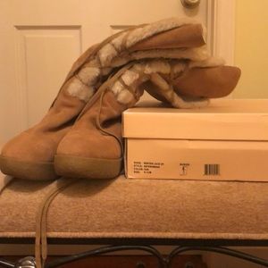 Michael Kors suede lace-up boot wedge